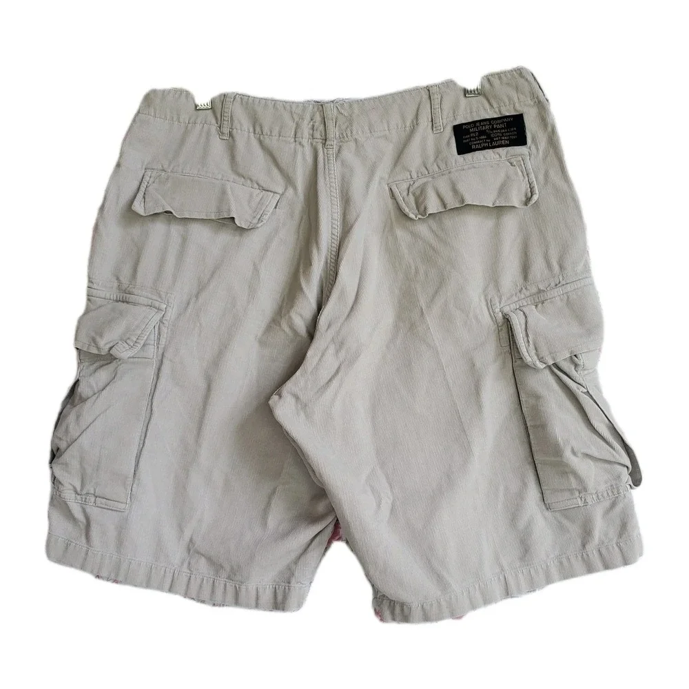Polo‎ Jeans Co Ralph Lauren Mens Beige Corduroy Cargo Utility Shorts Size 34